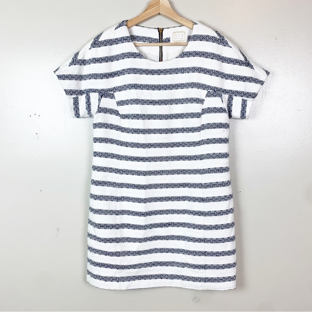 SAIL TO SABLE Striped Tweed Dress Short Sleeves US 10